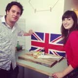 Ryan came up with the brilliant idea of shooting the fish and chips in front of the Union Jack