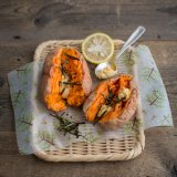 Baked sweet potatoes with miso butter