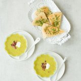 Curried Courgette Soup with Garlic Naan